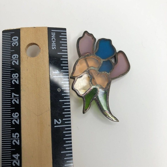 stained glasst floral brooch pin jewlery - Picture 4 of 6
